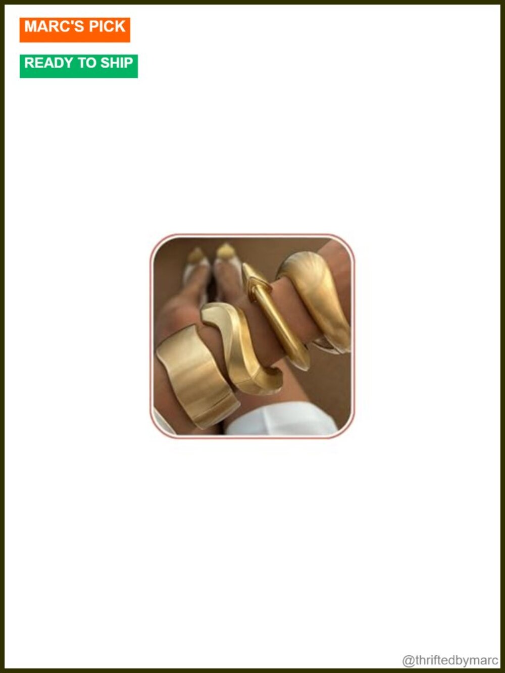 4PC Gold Tone Cuff Bracelet Set Hinged Wide Bangles for Women